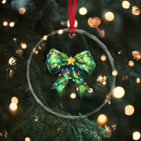 Funny Christmas Coquette Crystal Glass Ornament Green Xmas Tree Bow TS11