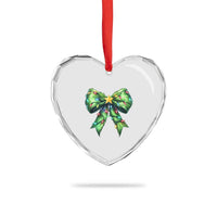 Funny Christmas Coquette Heart Crystal Glass Ornament Green Xmas Tree Bow - Wonder Print Shop