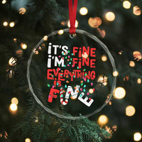 Funny Christmas Crystal Glass Ornament It's Fine I'm Fine Everthing Is Fine Xmas Lights TS02
