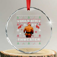 Funny Christmas Crystal Glass Ornament Merry Chrithmith Ugly Ath Thweater Tyson - Wonder Print Shop