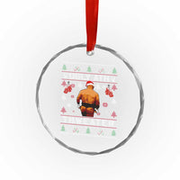 Funny Christmas Crystal Glass Ornament Merry Chrithmith Ugly Ath Thweater Tyson - Wonder Print Shop