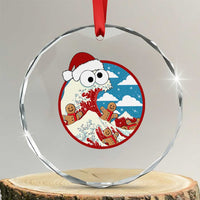 Funny Christmas Crystal Glass Ornament Santa Tsunami Is Eating Ginger Bread Xmas TS11