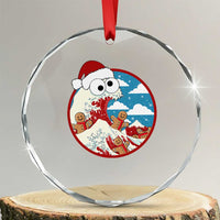 Funny Christmas Crystal Glass Ornament Santa Tsunami Is Eating Ginger Bread Xmas TS11