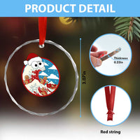 Funny Christmas Crystal Glass Ornament Santa Tsunami Is Eating Ginger Bread Xmas TS11