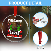 Funny Christmas Crystal Glass Ornament This Kid Loves Xmas Skeleton Heart TS02