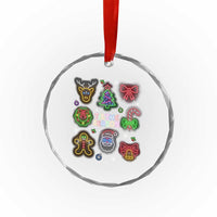 Funny Christmas Crystal Glass Ornament Tis The Season Neon Lights Santa Gingerbread TS11