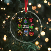 Funny Christmas Crystal Glass Ornament Tis The Season Neon Lights Santa Gingerbread TS11