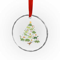 Funny Christmas Dinosaur Crystal Glass Ornament Dino Xmas Tree Rex Paleontologist TS11