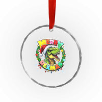 Funny Christmas Dinosaur Crystal Glass Ornament Merry Rexmas Dino Xmas Wreath TS11