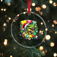 Funny Christmas Dinosaur Crystal Glass Ornament Merry Rexmas Dino Xmas Wreath TS11