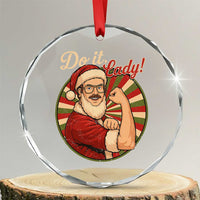 Funny Christmas Do It Lady Crystal Glass Ornament Mustache Guy Meme Santa Cosplay - Wonder Print Shop