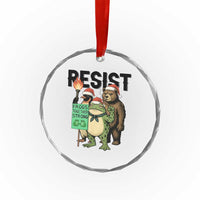 Funny Christmas Frogs Together Strong Crystal Glass Ornament Portland Resist Meme Gift TS12