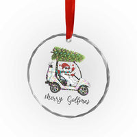 Funny Christmas Golf Crystal Glass Ornament Snowman Driving Golf Cart Merry Golfmas - Wonder Print Shop