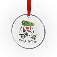 Funny Christmas Golf Crystal Glass Ornament Snowman Driving Golf Cart Merry Golfmas TS12