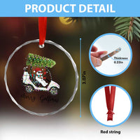 Funny Christmas Golf Crystal Glass Ornament Snowman Driving Golf Cart Merry Golfmas TS12