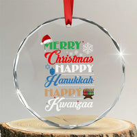 Funny Christmas Hanukkah Kwanzaa Crystal Glass Ornament December Holiday Gift TS12