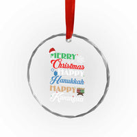 Funny Christmas Hanukkah Kwanzaa Crystal Glass Ornament December Holiday Gift TS12