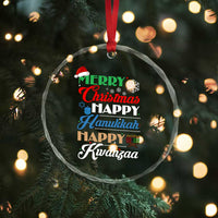 Funny Christmas Hanukkah Kwanzaa Crystal Glass Ornament December Holiday Gift TS12