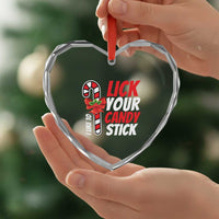 Funny Christmas Heart Crystal Glass Ornament I Like To Lick Your Candy Stick - Wonder Print Shop