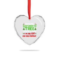 Funny Christmas Heart Crystal Glass Ornament I'm The Gift Family Pajama - Wonder Print Shop