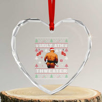 Funny Christmas Heart Crystal Glass Ornament Merry Chrithmith Ugly Ath Thweater Tyson - Wonder Print Shop