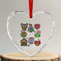 Funny Christmas Heart Crystal Glass Ornament Tis The Season Neon Lights Santa Gingerbread - Wonder Print Shop