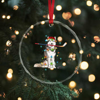 Funny Christmas Husky Ice Hockey Player Holiday Gift Crystal Glass Ornament - Wonder Print Shop