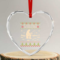 Funny Christmas Ice Fishing Heart Crystal Glass Ornament Merry Fishmas Fish Fishing Ugly Xmas - Wonder Print Shop