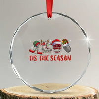 Funny Christmas Ice Hockey Crystal Glass Ornament Tis The Season Santa Elf Hat Hockey Equipment TS11