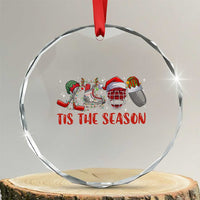 Funny Christmas Ice Hockey Crystal Glass Ornament Tis The Season Santa Elf Hat Hockey Equipment - Wonder Print Shop