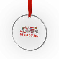 Funny Christmas Ice Hockey Crystal Glass Ornament Tis The Season Santa Elf Hat Hockey Equipment TS11