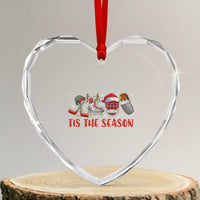 Funny Christmas Ice Hockey Heart Crystal Glass Ornament Tis The Season Santa Elf Hat Hockey Equipment - Wonder Print Shop