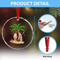 Funny Christmas In July Beach Crystal Glass Ornament Mankini Santa Summer Swimsuit Summer Holiday Vacation Graphic