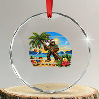 Funny Christmas In July Bigfoot Crystal Glass Ornament Tropical Vacation Graphic