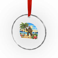 Funny Christmas In July Bigfoot Crystal Glass Ornament Tropical Vacation Graphic