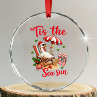Funny Christmas In July Goose Crystal Glass Ornament Tropical Summer Beach Party