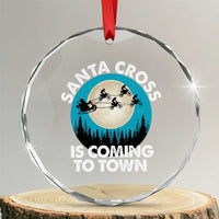 Funny Christmas Motocross Crystal Glass Ornament Santa Cross Is Coming To Town Sport - Wonder Print Shop