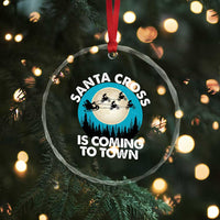 Funny Christmas Motocross Crystal Glass Ornament Santa Cross Is Coming To Town Sport - Wonder Print Shop