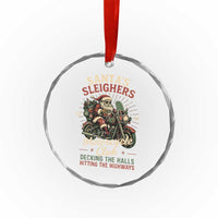Funny Christmas Motorcycle Biker Crystal Glass Ornament Santas Sleighers Motorcycle Club Decking The Halls - Wonder Print Shop
