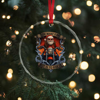 Funny Christmas Motorcycle Santa Crystal Glass Ornament Oh What Fun It Is To Ride Xmas Biker - Wonder Print Shop