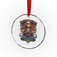 Funny Christmas Motorcycle Santa Crystal Glass Ornament Sons Of Santa North Pole Xmas Biker - Wonder Print Shop