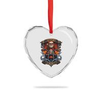 Funny Christmas Motorcycle Santa Heart Crystal Glass Ornament Oh What Fun It Is To Ride Xmas Biker - Wonder Print Shop