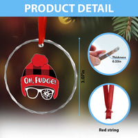 Funny Christmas Movie Crystal Glass Ornament Oh Fudge Buffalo Plaid Printed Graphic Beanie Cap TS11