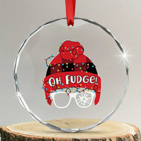 Funny Christmas Movie Crystal Glass Ornament Oh Fudge Buffalo Plaid Printed Graphic Beanie Cap Xmas Light TS11