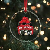 Funny Christmas Movie Crystal Glass Ornament Oh Fudge Buffalo Plaid Printed Graphic Beanie Cap Xmas Light TS11
