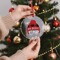 Funny Christmas Movie Crystal Glass Ornament Oh Fudge Buffalo Plaid Printed Graphic Beanie Cap Xmas Light - Wonder Print Shop
