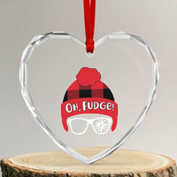 Funny Christmas Movie Heart Crystal Glass Ornament Oh Fudge Buffalo Plaid Printed Graphic Beanie Cap - Wonder Print Shop