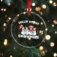 Funny Christmas Native American Crystal Glass Ornament Chillin' With My Snowmies Snowman Tribes - Wonder Print Shop