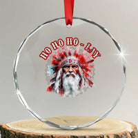 Funny Christmas Native American Crystal Glass Ornament Ho Ho Lay War Bonnet Santa Indian Tribes TS11