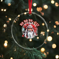 Funny Christmas Native American Crystal Glass Ornament Ho Ho Lay War Bonnet Santa Indian Tribes TS11